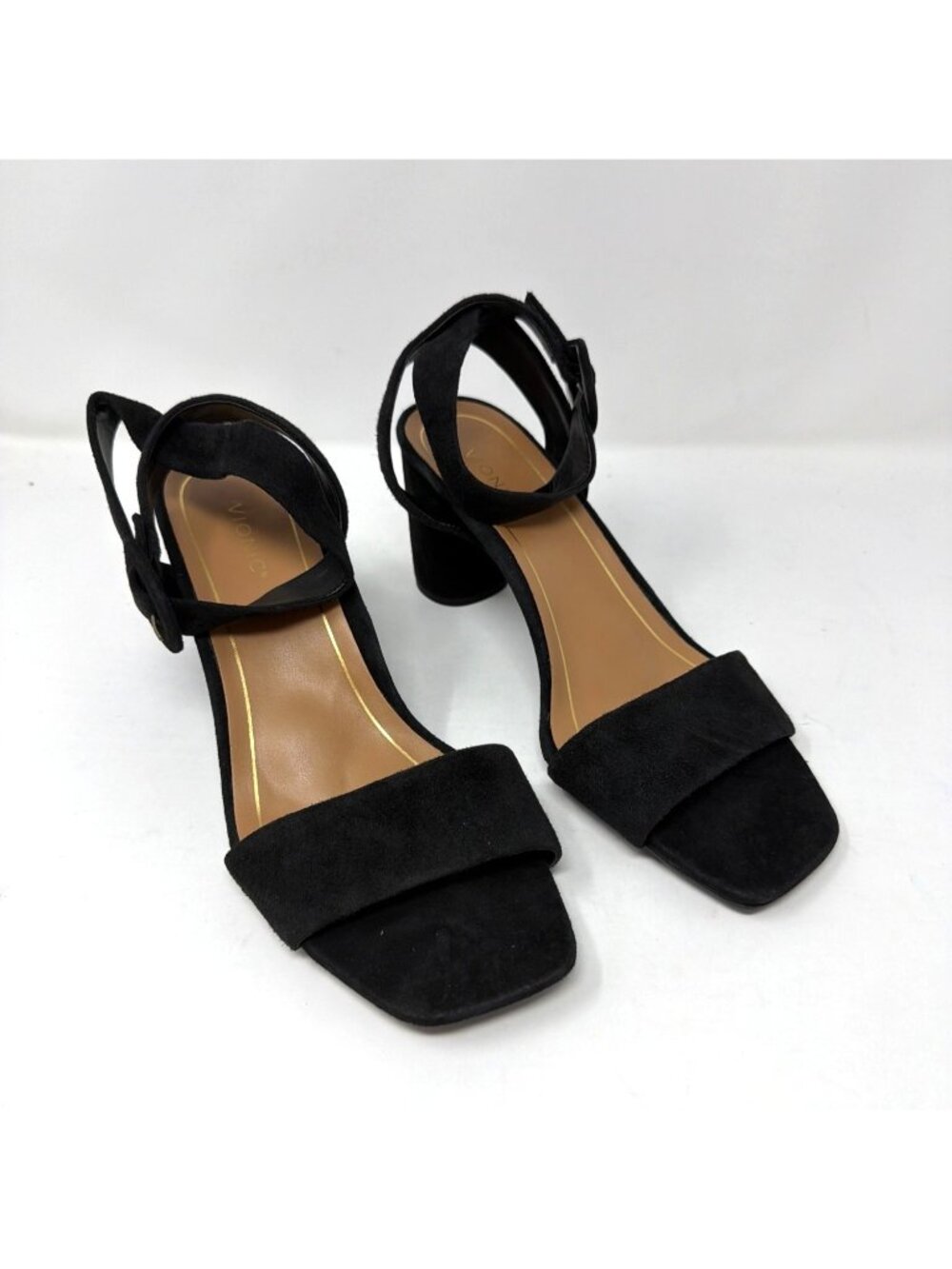 Vionic Zinfandel Supportive Black Suede Heel Sandals Women 10 Comfort